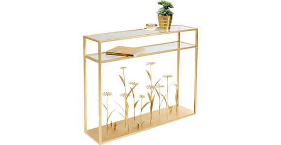 KONSOLENTISCH in Metall, Glas 100/25/85 cm    - Goldfarben, Design, Glas/Metall (100/25/85cm) - Ambia Home