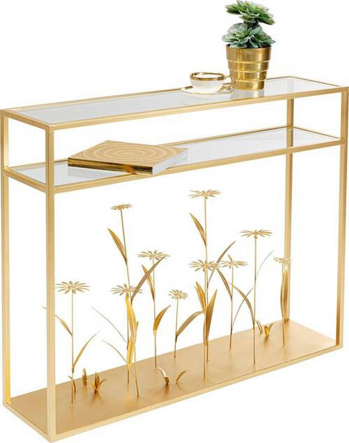KONSOLENTISCH Goldfarben  - Goldfarben, Design, Glas/Metall (100/25/85cm) - Kare-Design