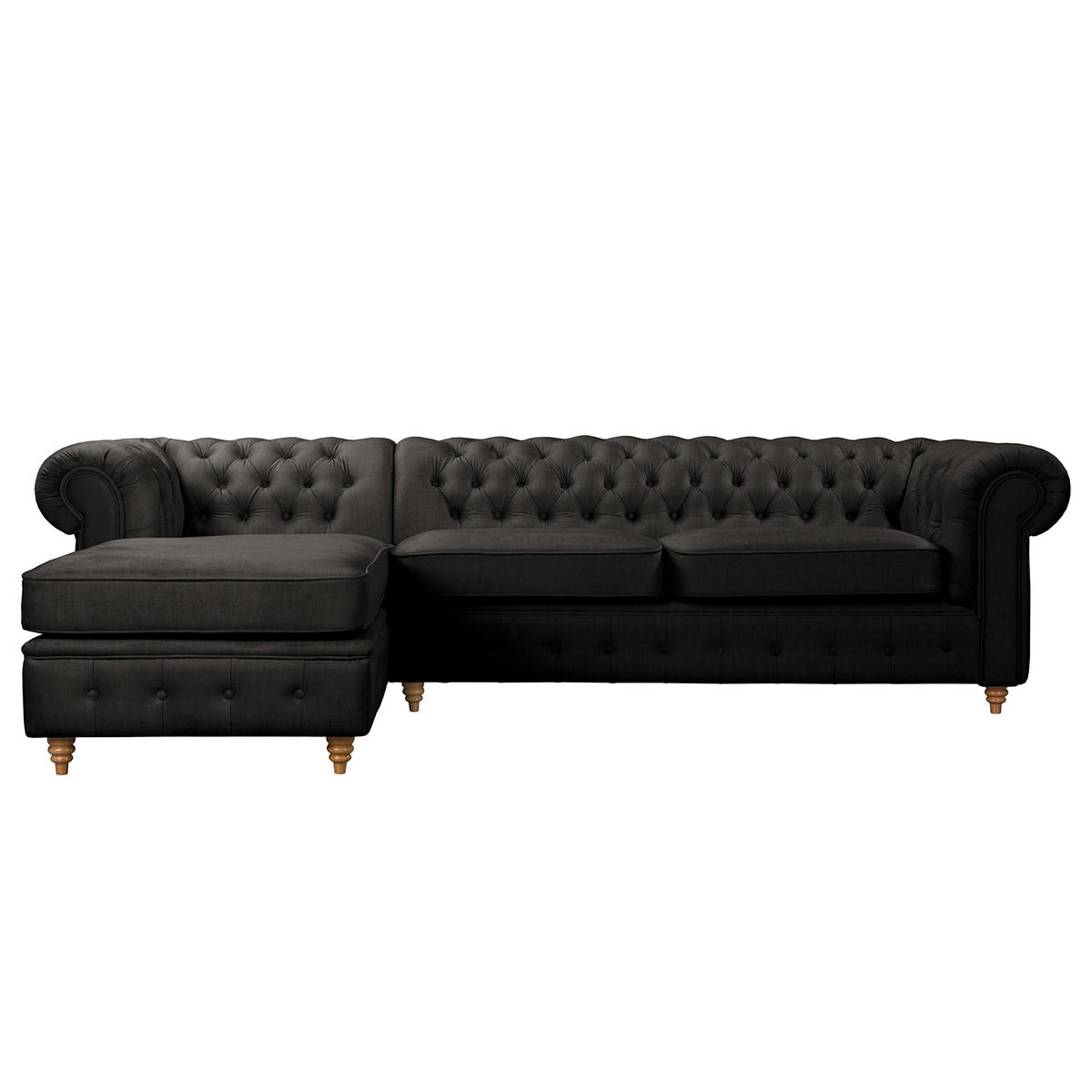 ECKSOFA Laura Anthrazit Mikrofaser  - Anthrazit/Creme, Design, Holz/Textil (182/284cm) - P & B