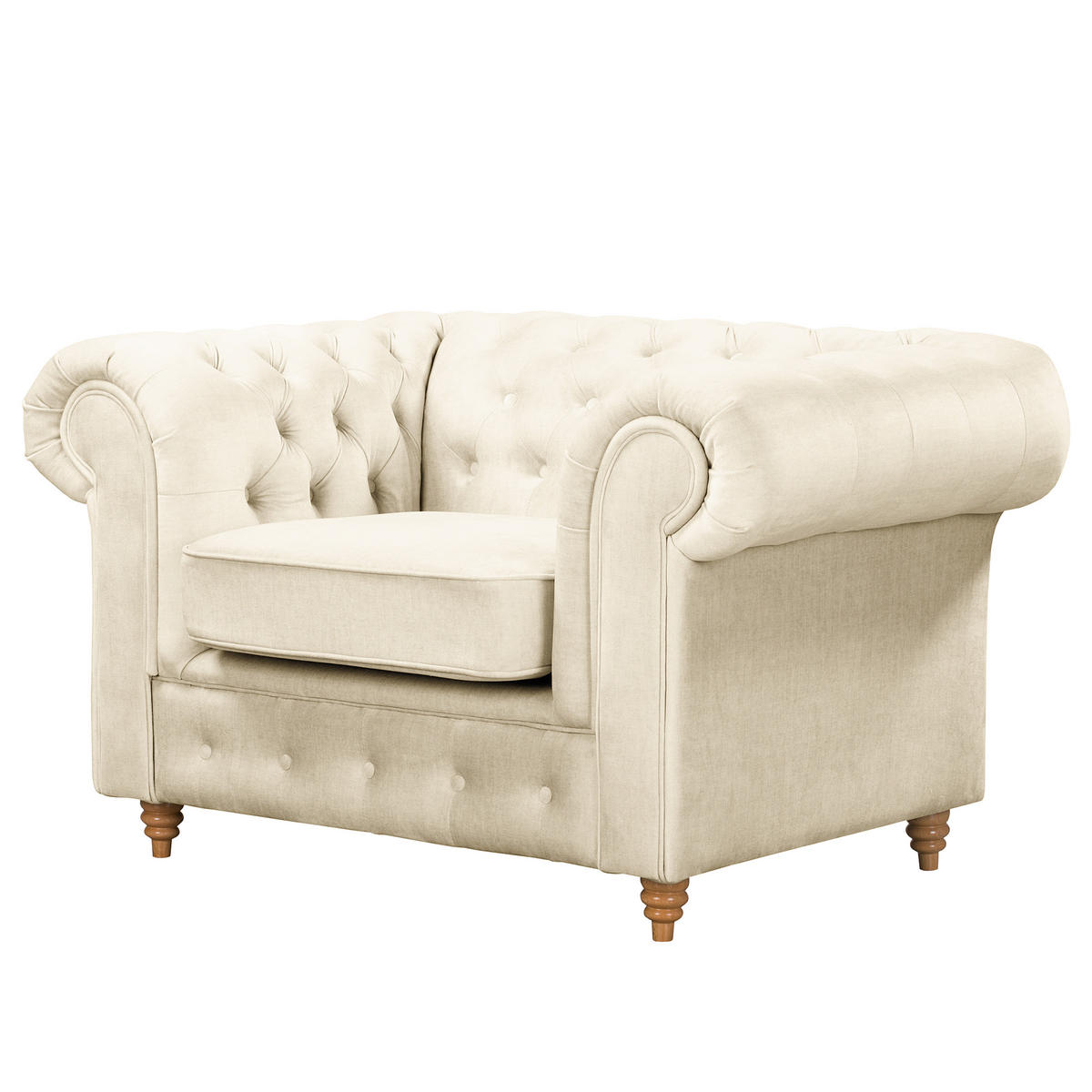 SESSEL in Mikrofaser Creme  - Creme, Design, Holz/Textil (128/75/91cm) - P & B