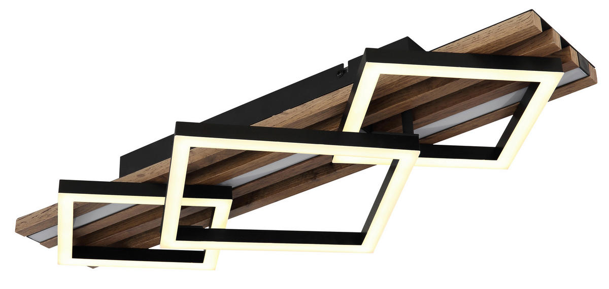 LED-DECKENLEUCHTE    61/31/9,5 cm  - Weiss/Dunkelbraun, Natur, Holzwerkstoff/Kunststoff (61/31/9,5cm) - Globo