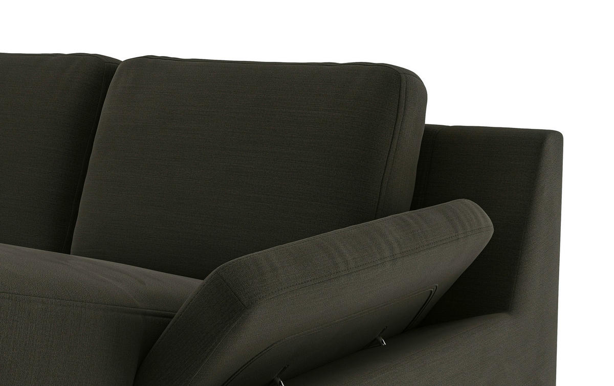 WOHNLANDSCHAFT in Flachgewebe Dunkelgrün  - Dunkelgrün/Schwarz, KONVENTIONELL, Textil/Metall (204/309/156cm) - Cotta