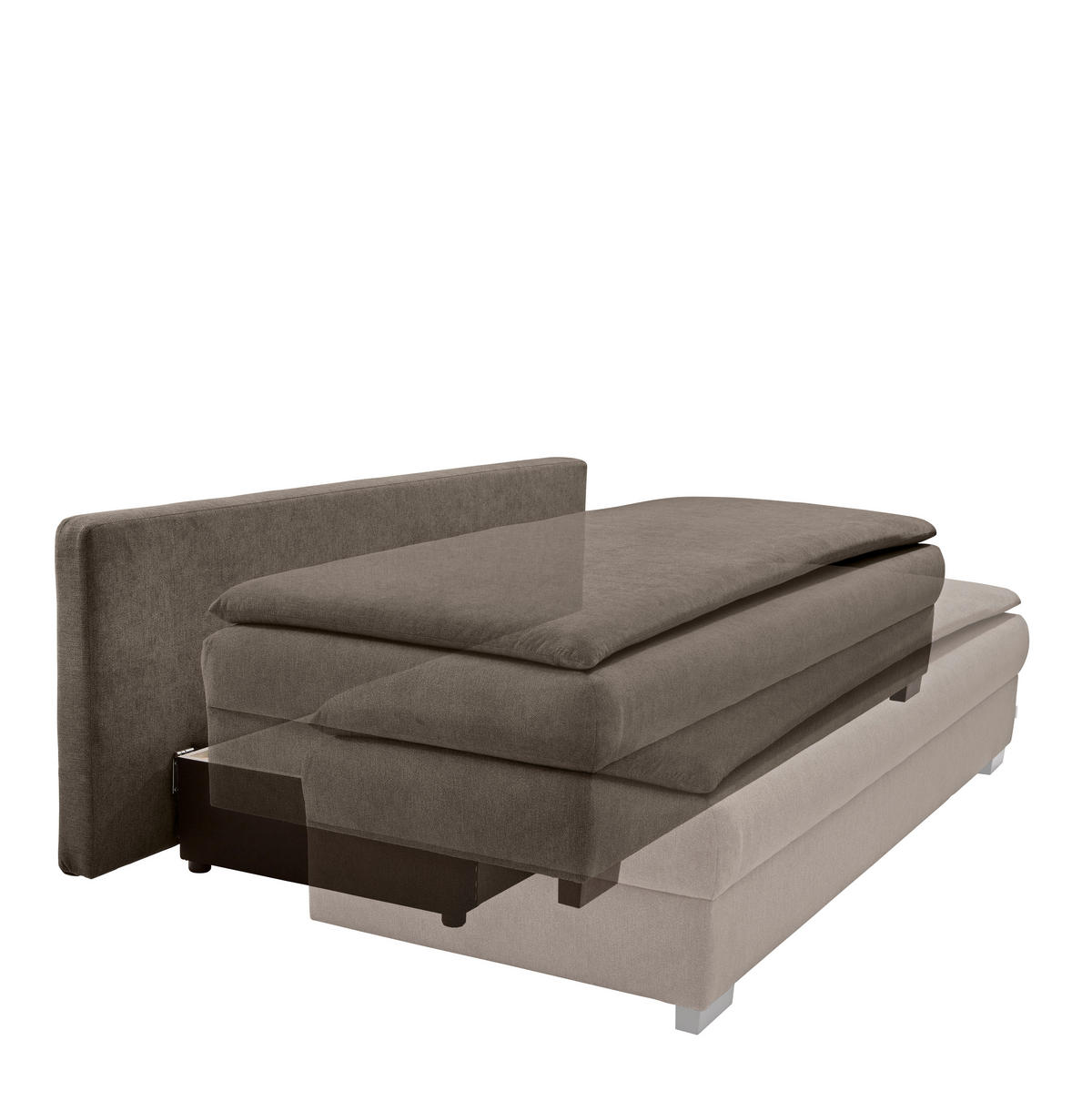 KANAPÉÁGY taupe  - fekete/taupe, Konventionell, műanyag/textil (207/74-94/90cm) - Venda