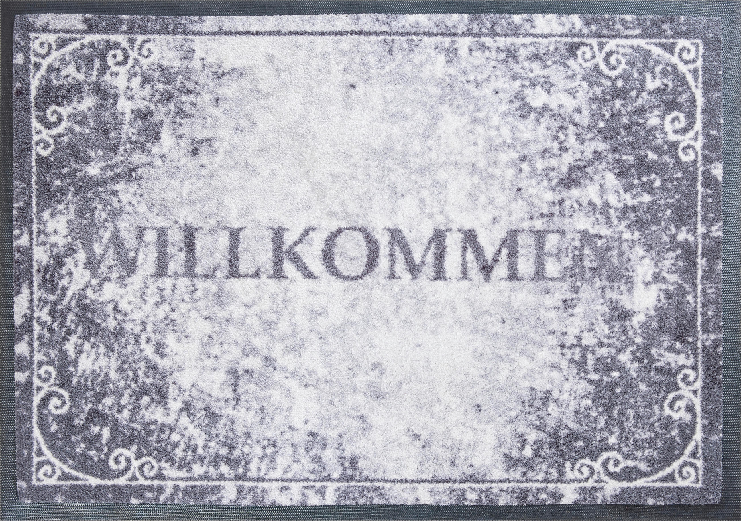 FUSSMATTE 40/60 cm Willkommen  - Blaugrau/Weiß, Design, Kunststoff/Textil (40/60cm) - Grund