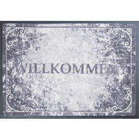 FUSSMATTE 40/60 cm Willkommen  - Blaugrau/Weiß, Design, Kunststoff/Textil (40/60cm) - Grund