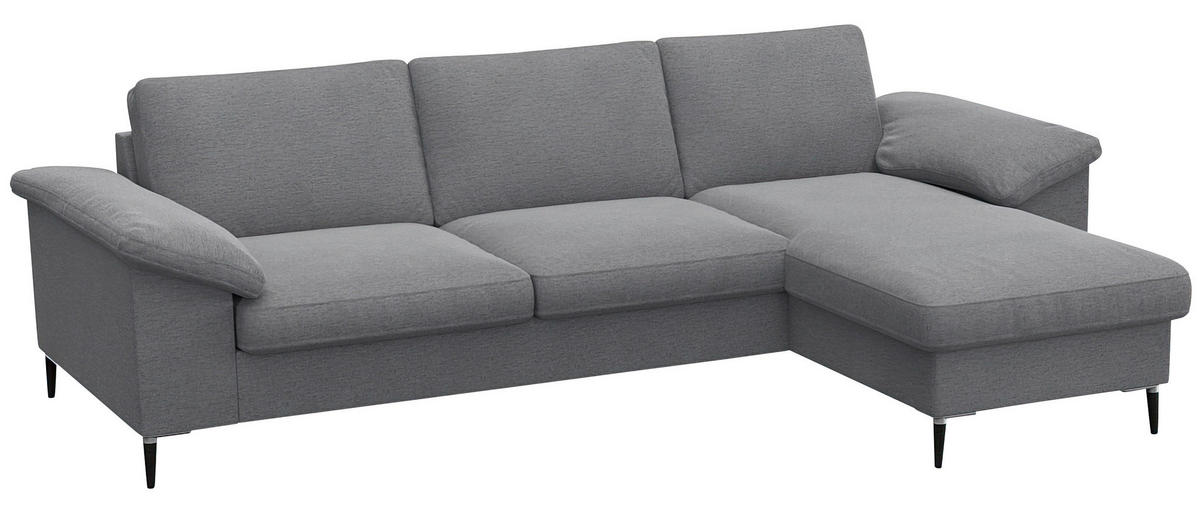 ECKSOFA Grau Flachgewebe  - Alufarben/Schwarz, Design, Textil/Metall (242/159cm) - Livetastic