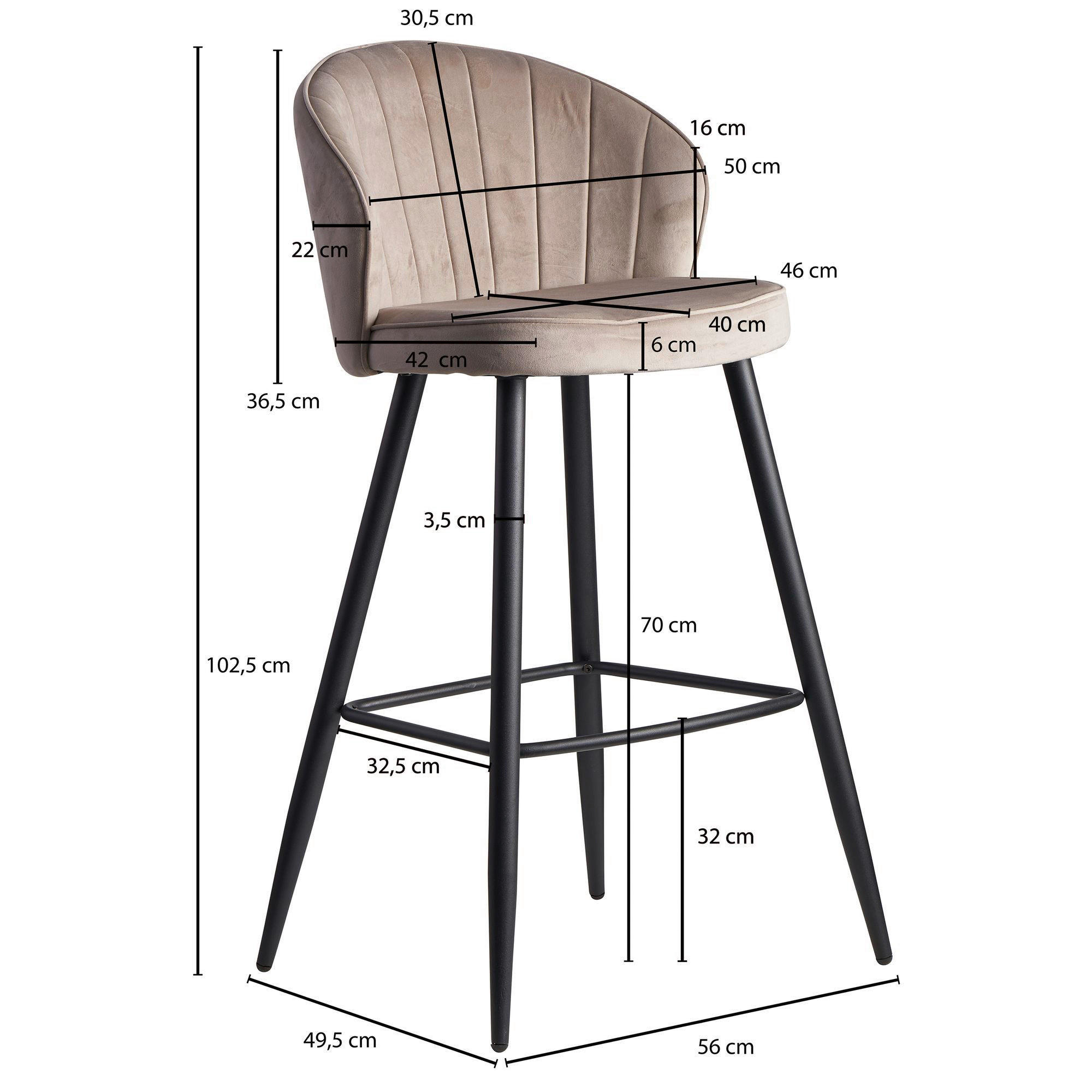 BARPALL i beige  - beige/svart, Modern, metall/textil (56/102,5/52,5cm) - MID.YOU