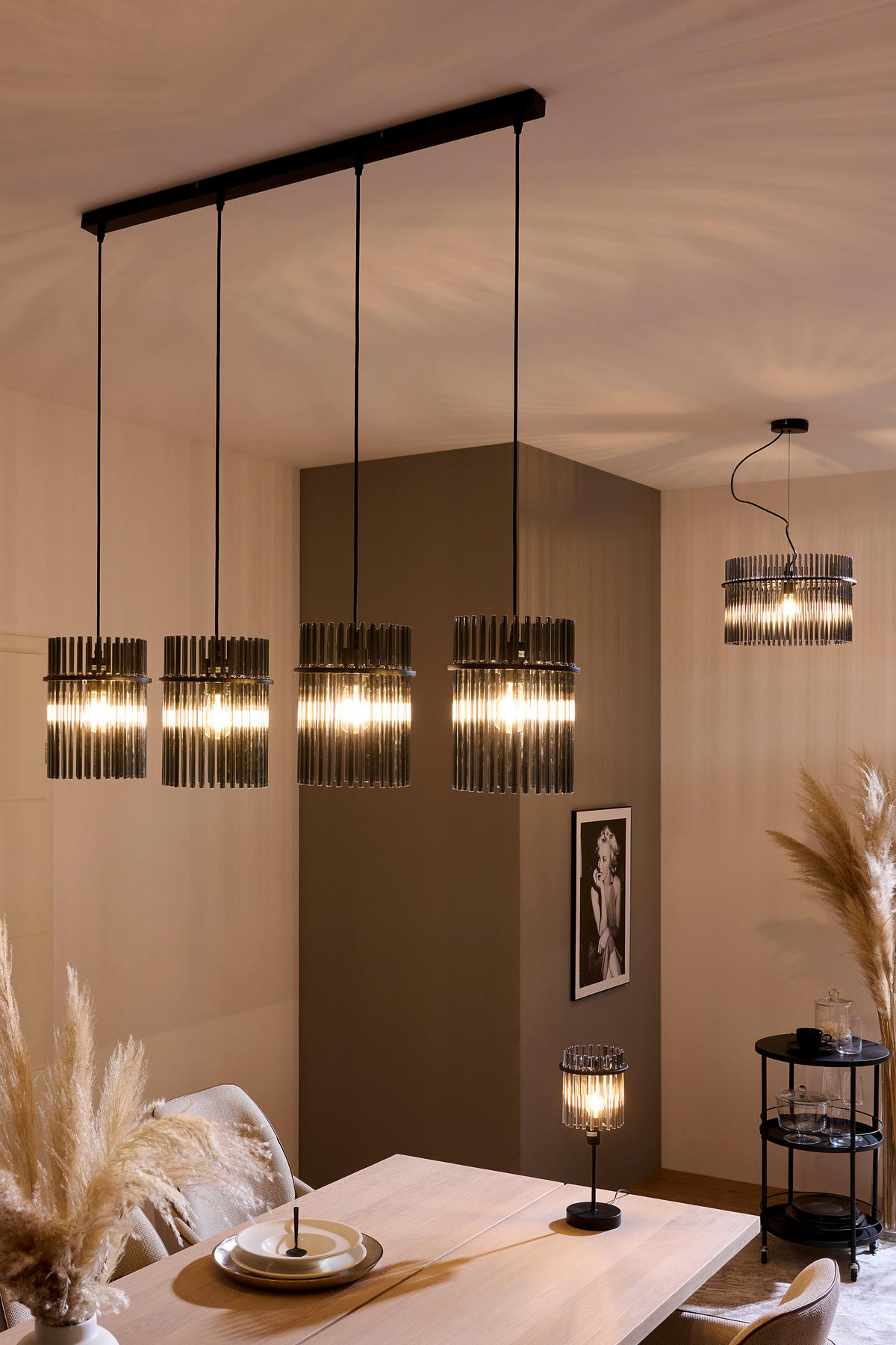 HÄNGLAMPA GORLEY 110/20/140 cm  - grå/svart, Trend, metall/glas (110/20/140cm)