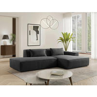 ECKSOFA BILLUND Anthrazit Cord Nierenkissen  - Anthrazit/Schwarz, KONVENTIONELL, Kunststoff/Textil (294/165cm) - Livetastic