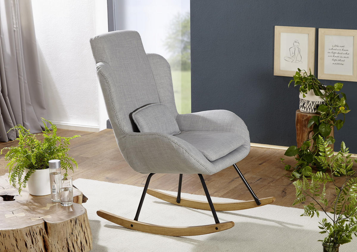 HOJDACIE KRESLO - sivá/farba duba, Design, kov/drevo (75/110/88,5cm) - MID.YOU