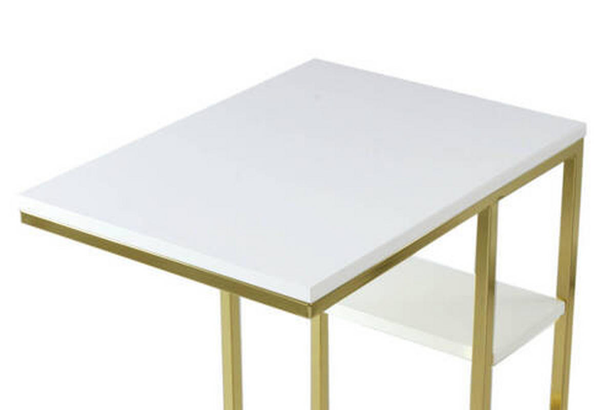 BEISTELLTISCH in Metall 48/35/62 cm  - Weiss/Goldfarben, Modern, Metall (48/35/62cm) - Kayoom
