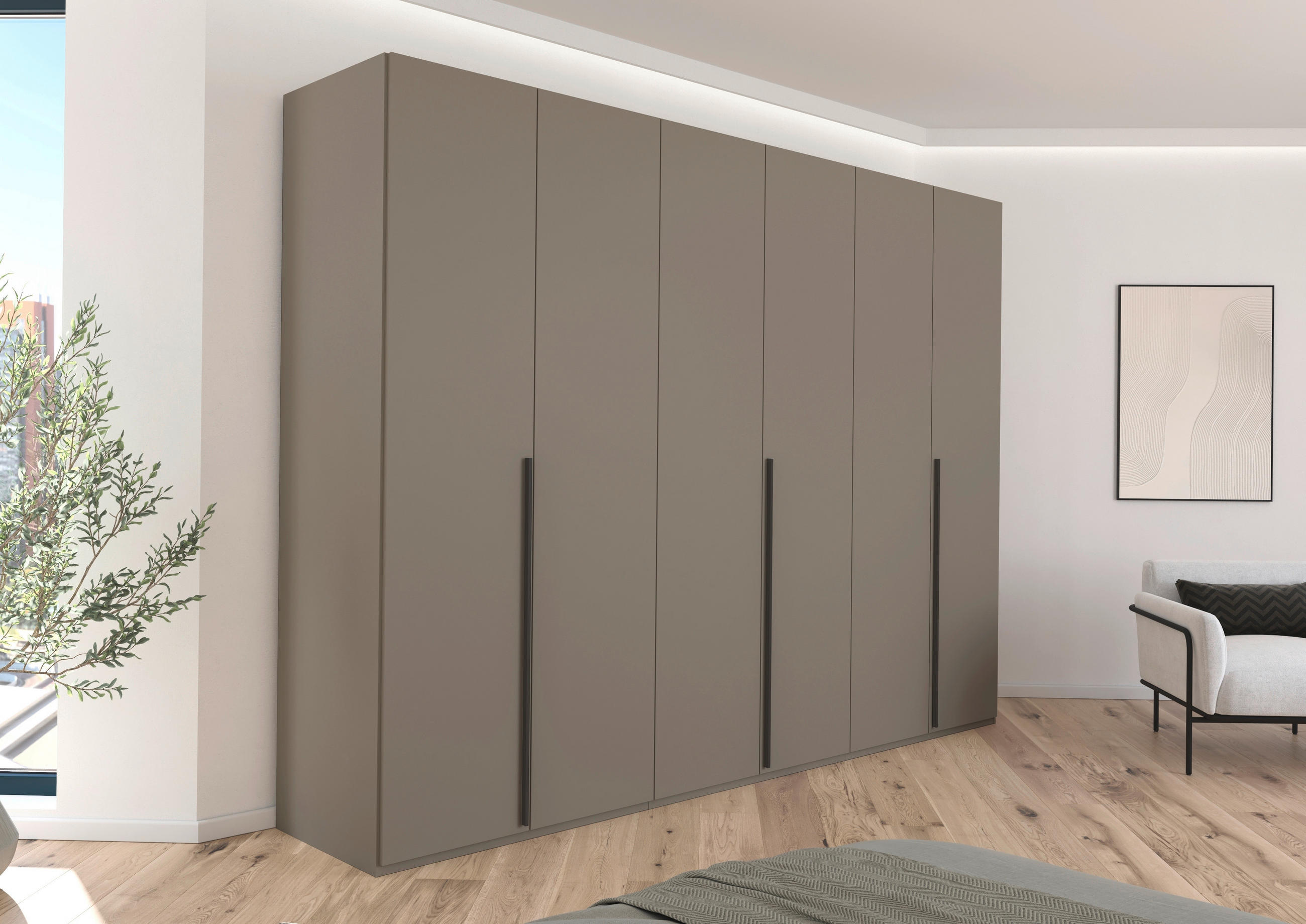 DREHTÜRENSCHRANK 301/223/60 cm 6-türig Fango  - Fango/Graphitfarben, Design, Holzwerkstoff/Metall (301/223/60cm) - home24