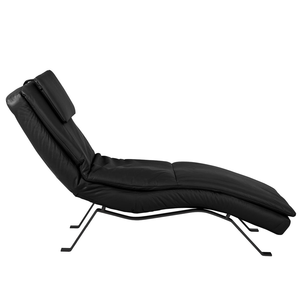 RELAXLIEGE Echtleder Schwarz  - Schwarz, Design, Leder/Metall (65/95/171cm) - Celina Home