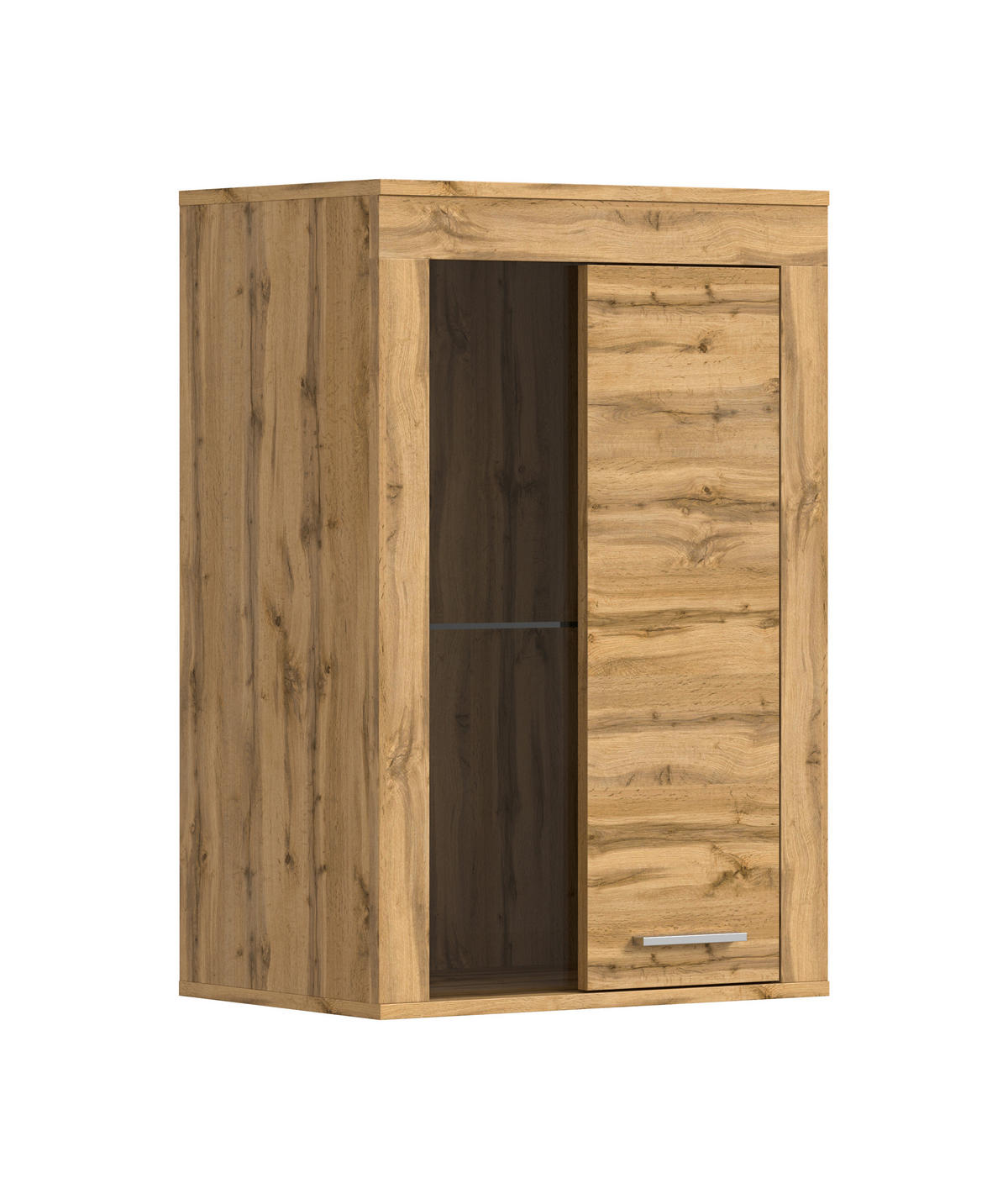 VITRINE in Eiche Wotan  - Eiche Wotan/Silberfarben, Design, Glas/Holzwerkstoff (86/60/35cm) - MID.YOU