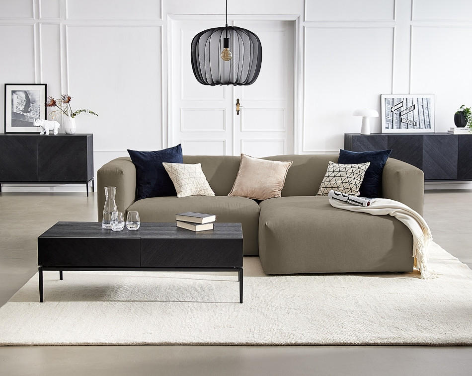 ECKSOFA in Struktur Dunkelgrau - Dunkelgrau, Modern, Textil (255/72/160cm) - Trendmanufaktur
