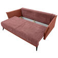 SCHLAFSOFA Cord, Flachgewebe Rosa, Altrosa Rückenkissen, Armlehnenkissen, Bettkasten, Schlaffunktion, Rücken echt, Liegefläche im Originalstoff  - Schwarz/Altrosa, KONVENTIONELL, Textil/Metall (223/72/100cm) - Carryhome