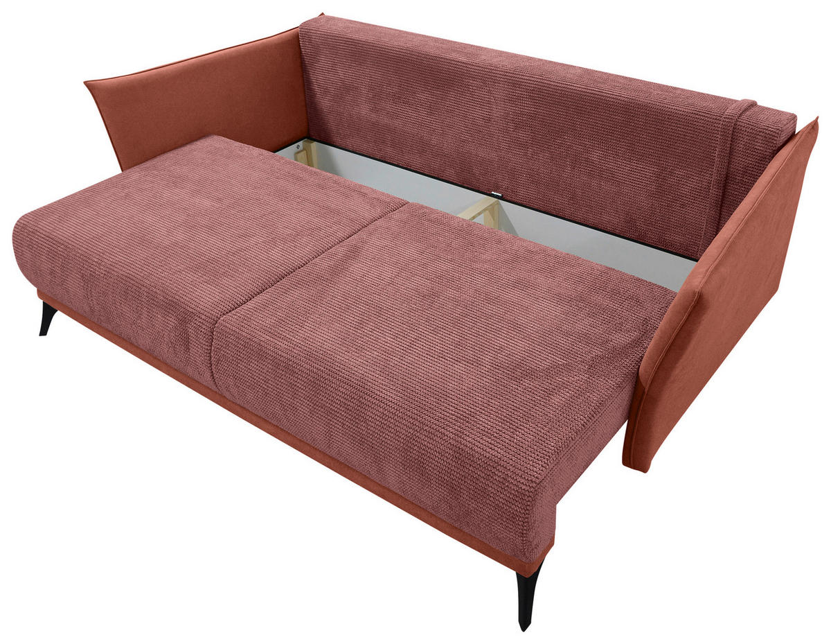 SCHLAFSOFA Cord, Flachgewebe Rosa, Altrosa  - Schwarz/Altrosa, KONVENTIONELL, Textil/Metall (223/72/100cm) - Carryhome