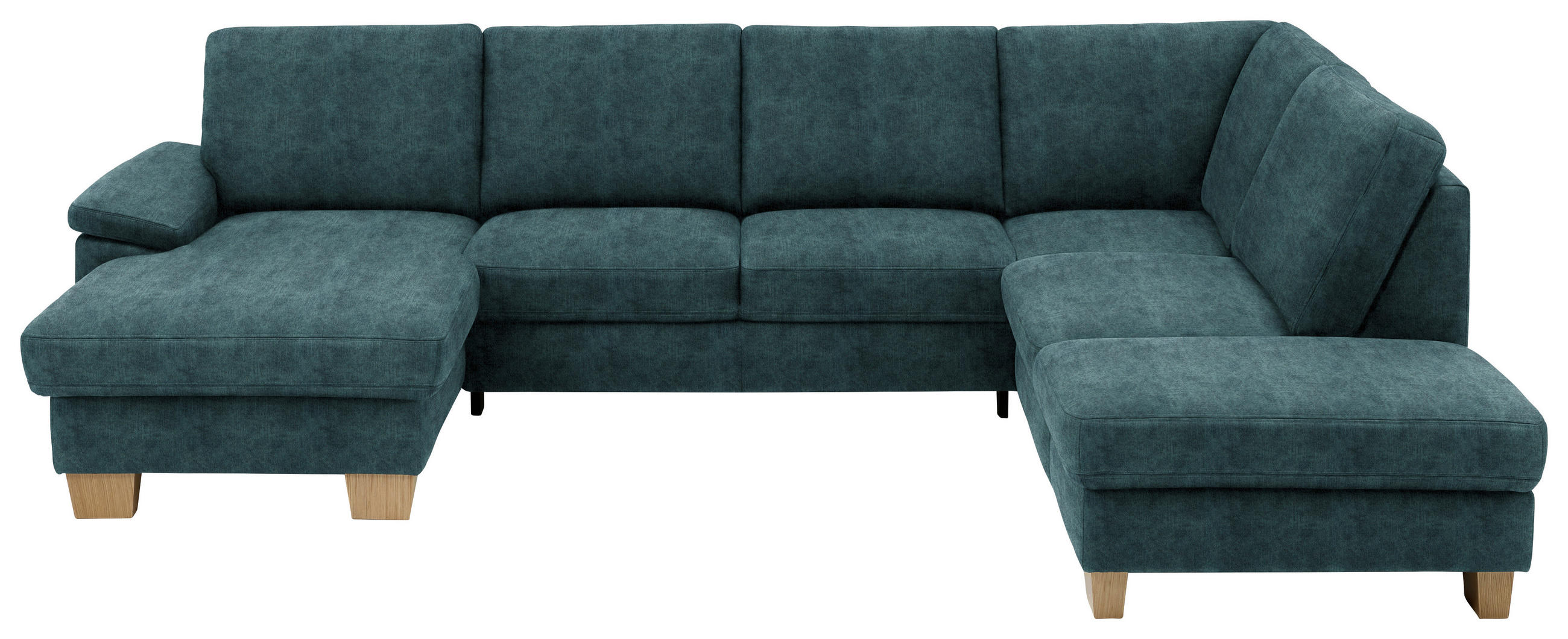 WOHNLANDSCHAFT in Velours Petrol  - Eichefarben/Petrol, Konventionell, Holz/Textil (167/316/235cm) - Beldomo System
