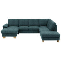 WOHNLANDSCHAFT in Velours Petrol  - Eichefarben/Petrol, Konventionell, Holz/Textil (167/316/235cm) - Beldomo System
