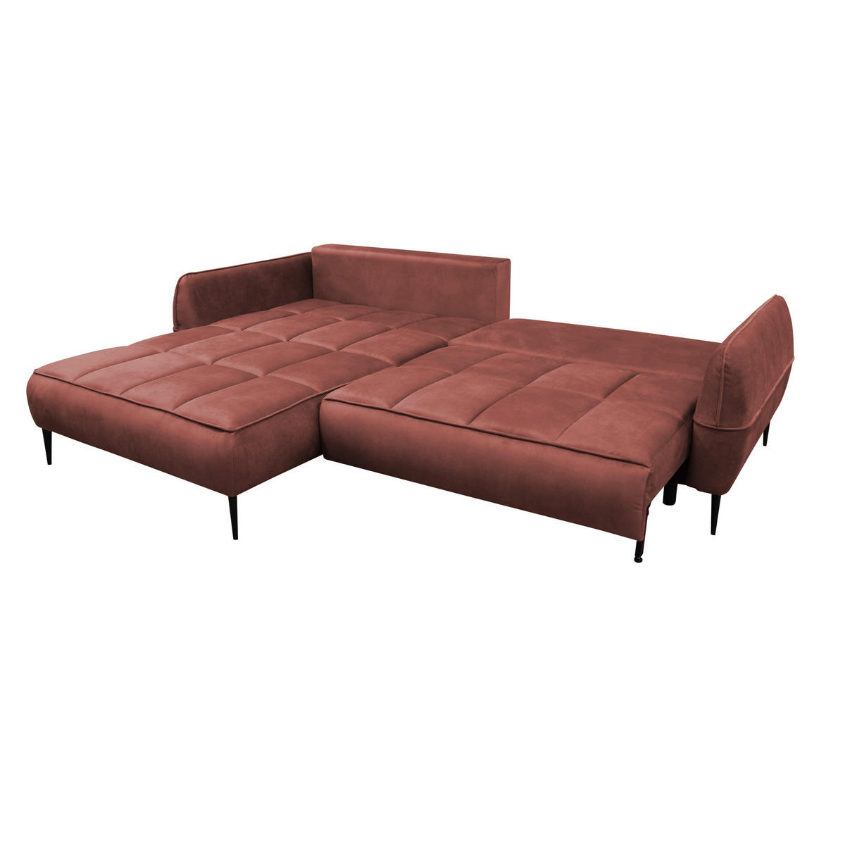 ECKSOFA in Velours Koralle  189/260 cm  - Koralle/Schwarz, Design, Textil/Metall (189/260cm) - MID.YOU