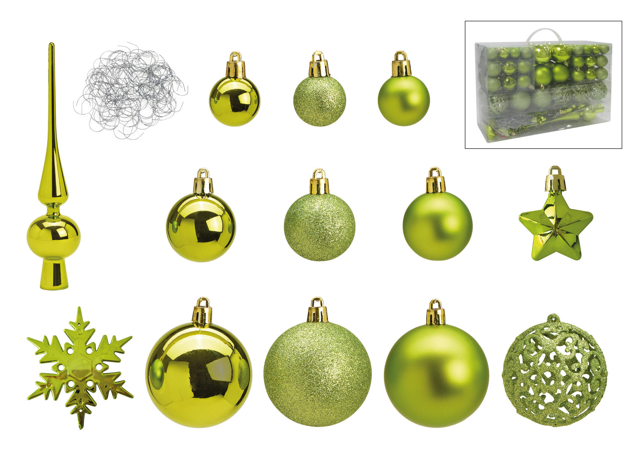 CHRISTBAUMKUGEL-SET 111-teilig  - Grün, Design, Kunststoff