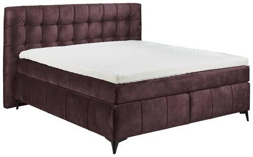 BOXSPRINGBETT 180/200 cm  in Aubergine  - Aubergine/Schwarz, KONVENTIONELL, Kunststoff/Textil (180/200cm) - Modante