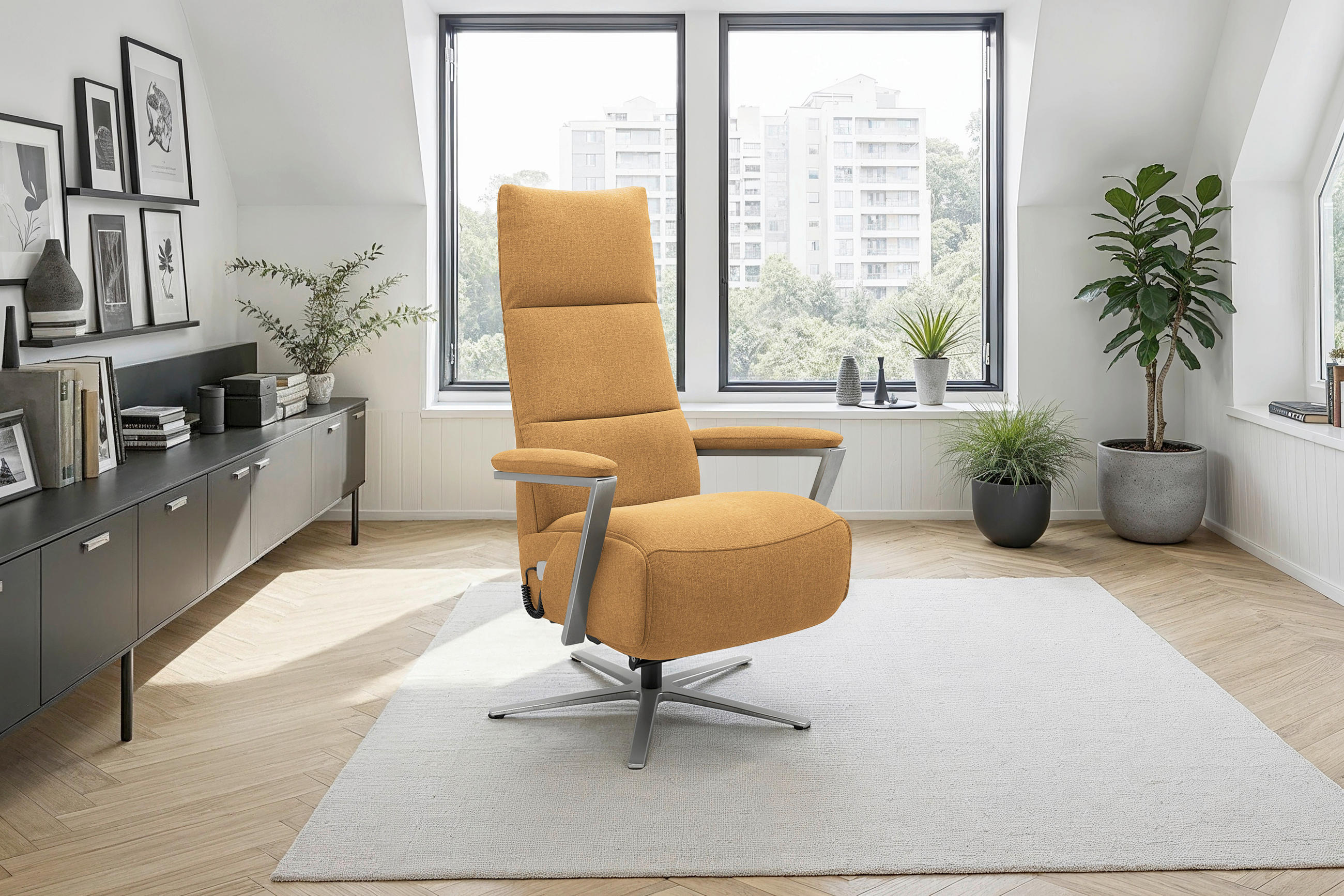 Sit & More Relaxsessel TV Vario Comfort E M2 Senfgelb 70x126x85 cm