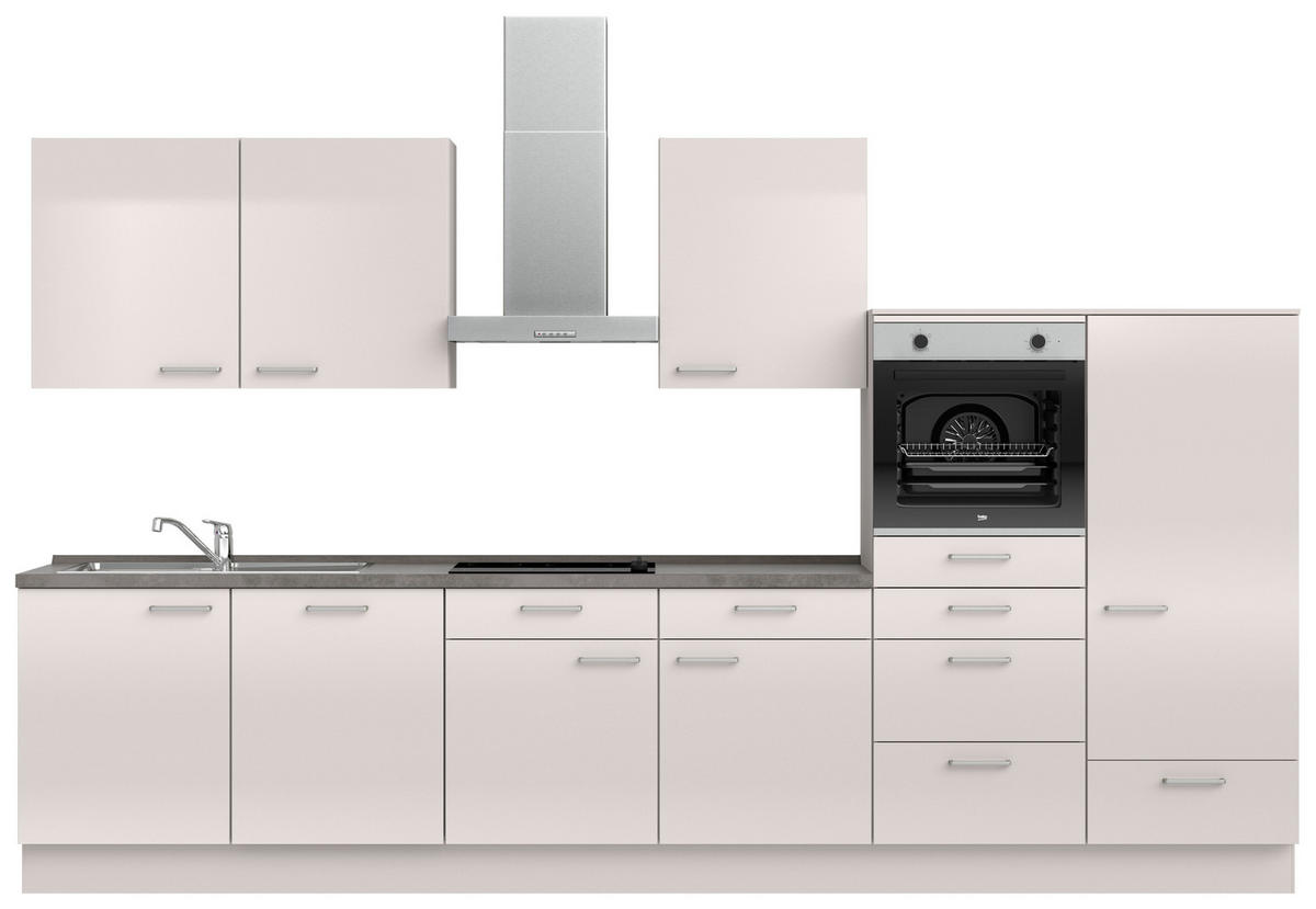 KÜCHENBLOCK Flash 360 cm  in Schieferfarben, Seidengrau  - Schieferfarben/Edelstahlfarben, MODERN, Holzwerkstoff/Metall (360cm) - Nobilia