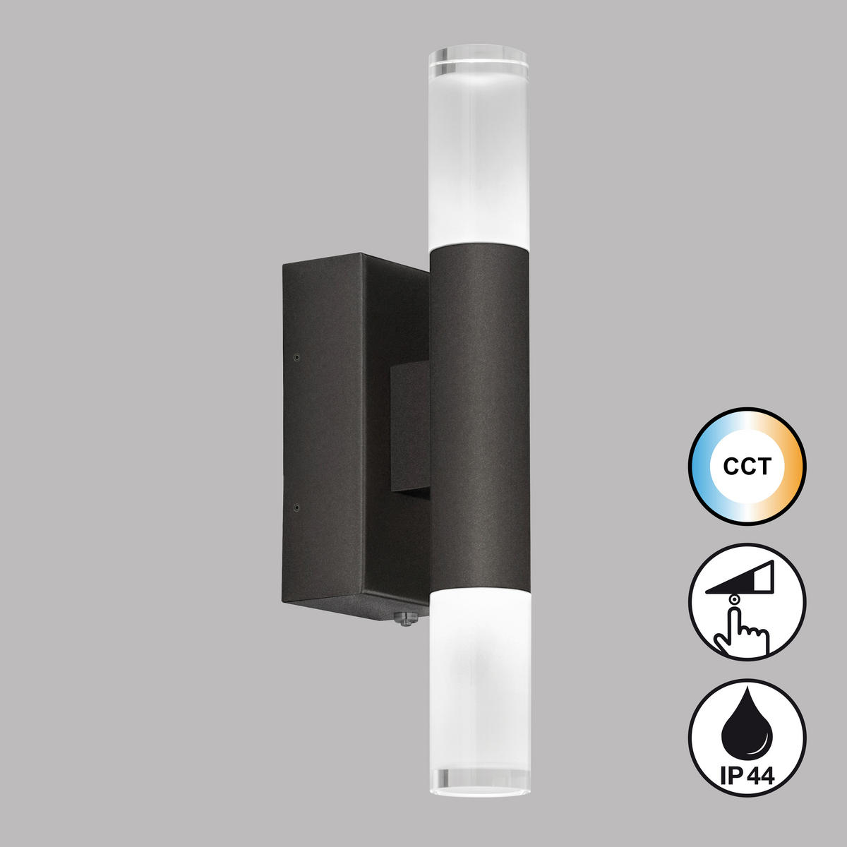 BADEZIMMER-WANDLEUCHTE Twice 7/29 cm   - Sandfarben/Schwarz, Basics, Glas/Metall (7/29cm) - Schöner Wohnen