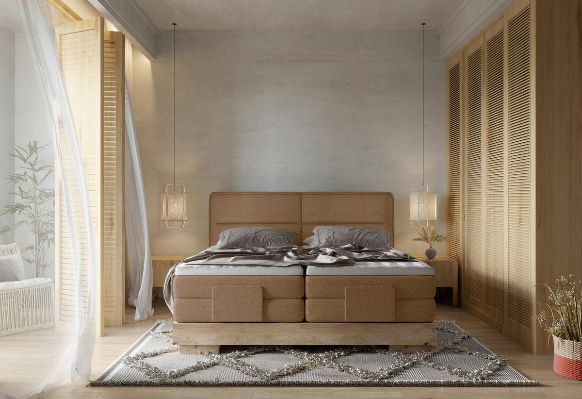 BOXSPRINGBETT 160/200 cm  in Eichefarben, Rostfarben  - Eichefarben/Rostfarben, Natur, Holz/Holzwerkstoff (160/200cm) - Valnatura