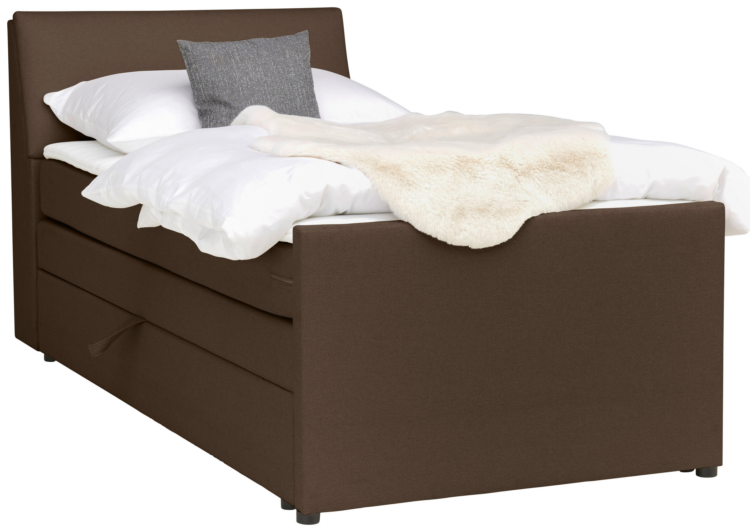 BOXSPRING-ÁGY 120/200 cm  barna  - barna/fekete, Modern, faalapú anyag/textil (120/200cm) - MID.YOU