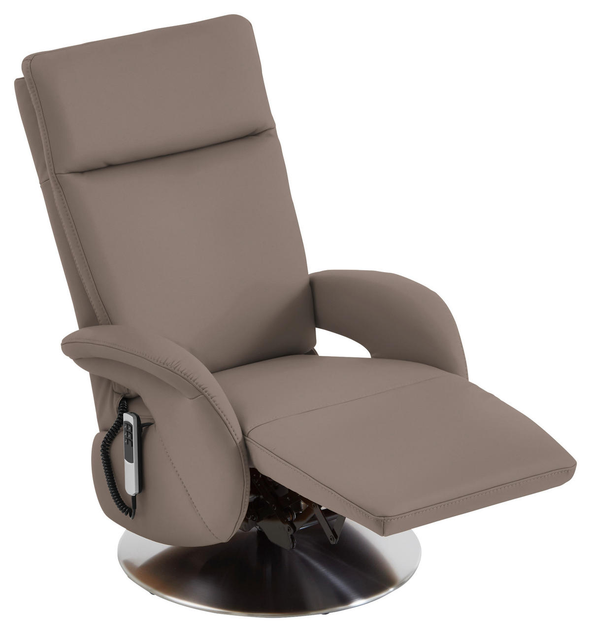 RELAXSESSEL in Leder Fango  - Edelstahlfarben/Fango, Design, Leder/Metall (70/108/80cm) - Cantus