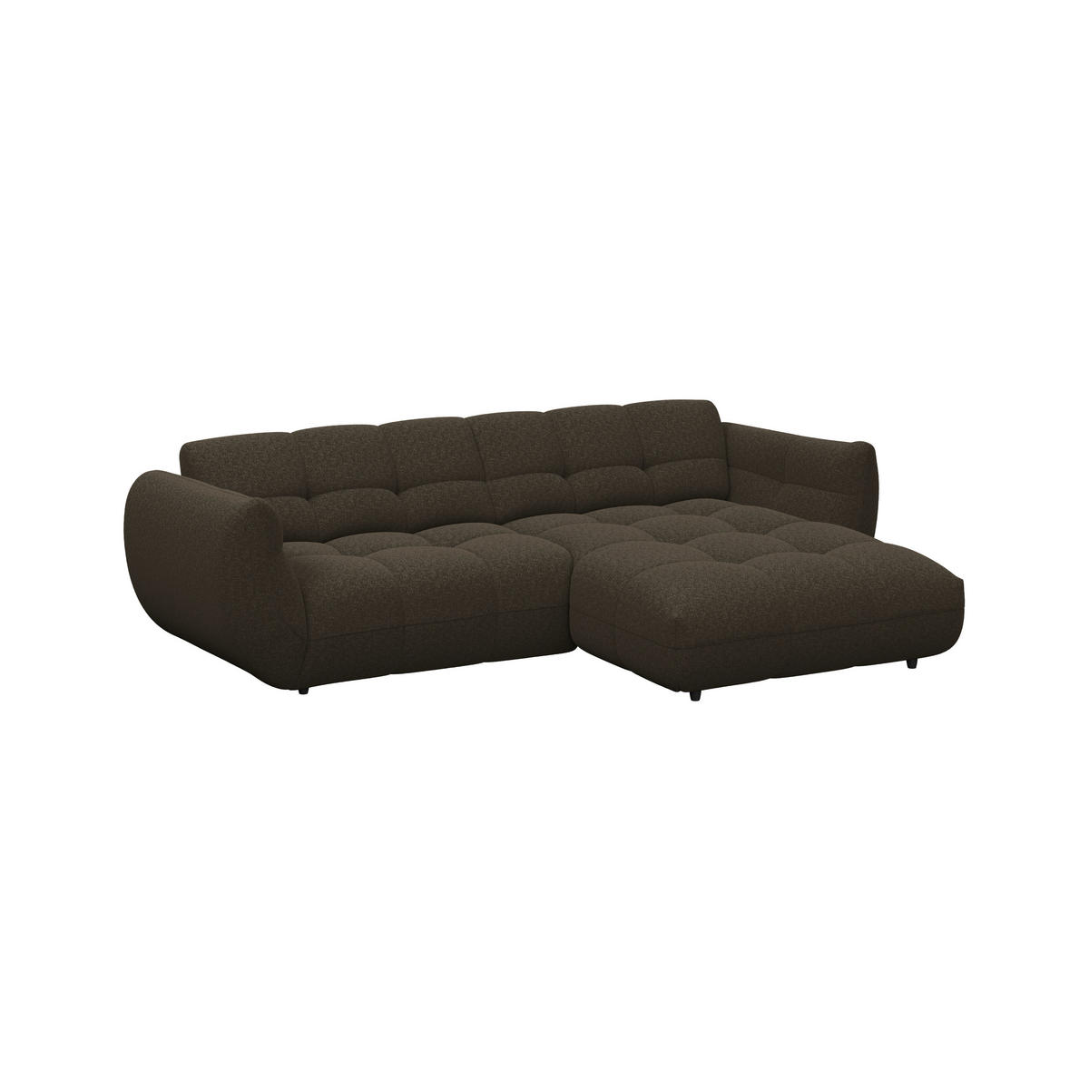 ECKSOFA Dunkelbraun Chenille  - Dunkelbraun/Schwarz, Trend, Kunststoff/Textil (280/178cm) - MID.YOU