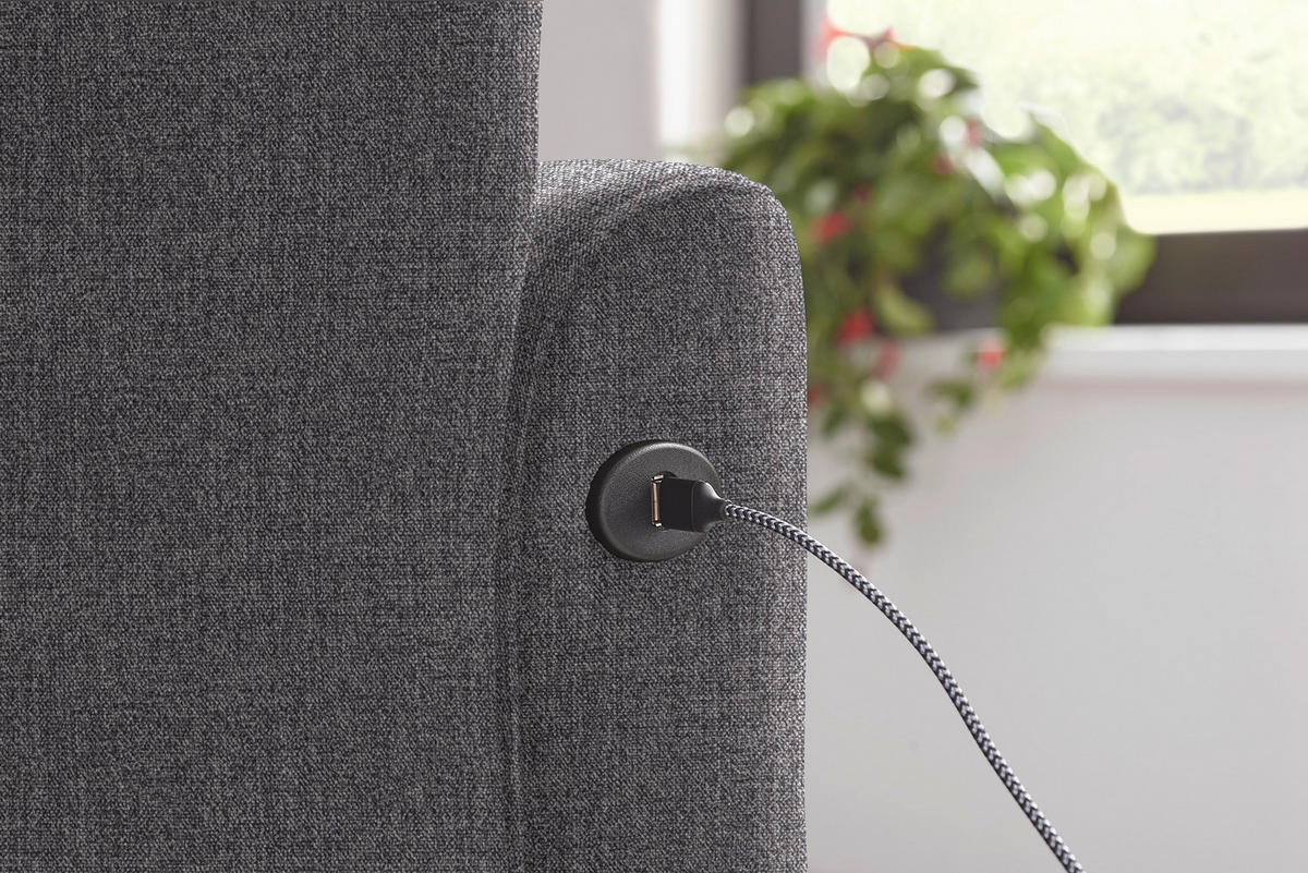 ECKSOFA in Flachgewebe Grau  - Schwarz/Grau, Design, Textil/Metall (191/252cm) - Dieter Knoll