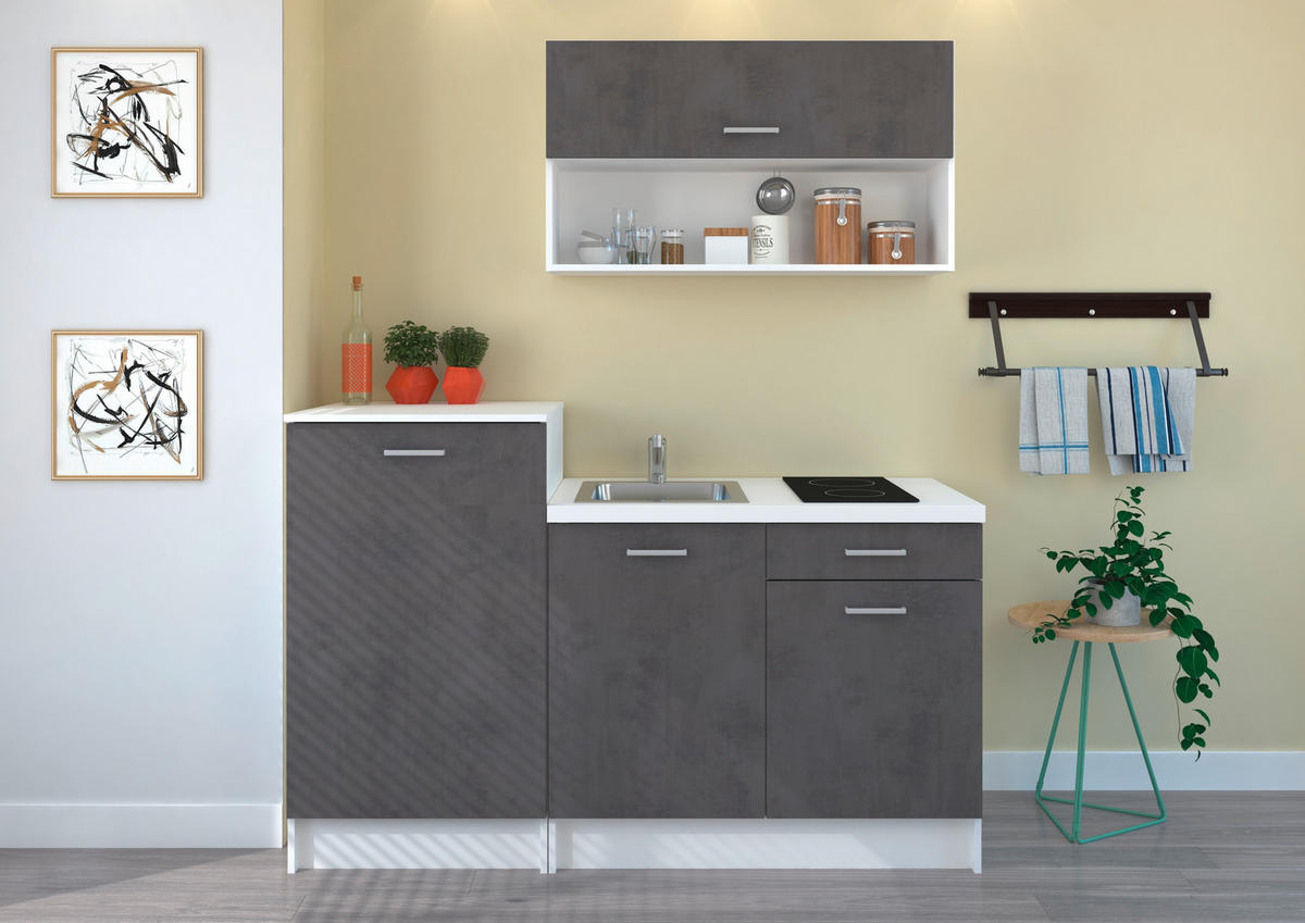 MINIKUCHYŇA G-SMART 160 - sivá/biela, Design, kompozitné drevo/plast (160cm) - P & B