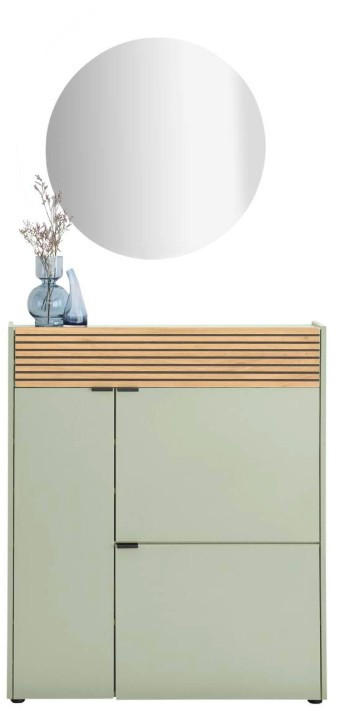 GARDEROBE 2-teilig  in 83/200/22 cm  - Eichefarben/Grün, Design, Glas/Holzwerkstoff (83/200/22cm) - Voleo