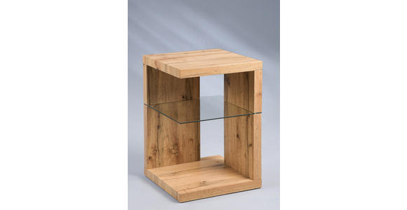 BEISTELLTISCH quadratisch Eichefarben  - Eichefarben, Basics, Glas/Holzwerkstoff (40/40/60cm) - Xora