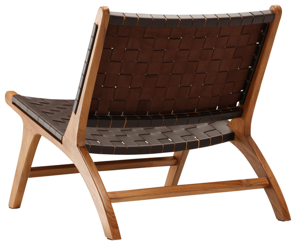 SESSEL in Lederlook (vegan) Braun  - Braun, Design, Holz/Textil (65/69/77cm) - Livetastic