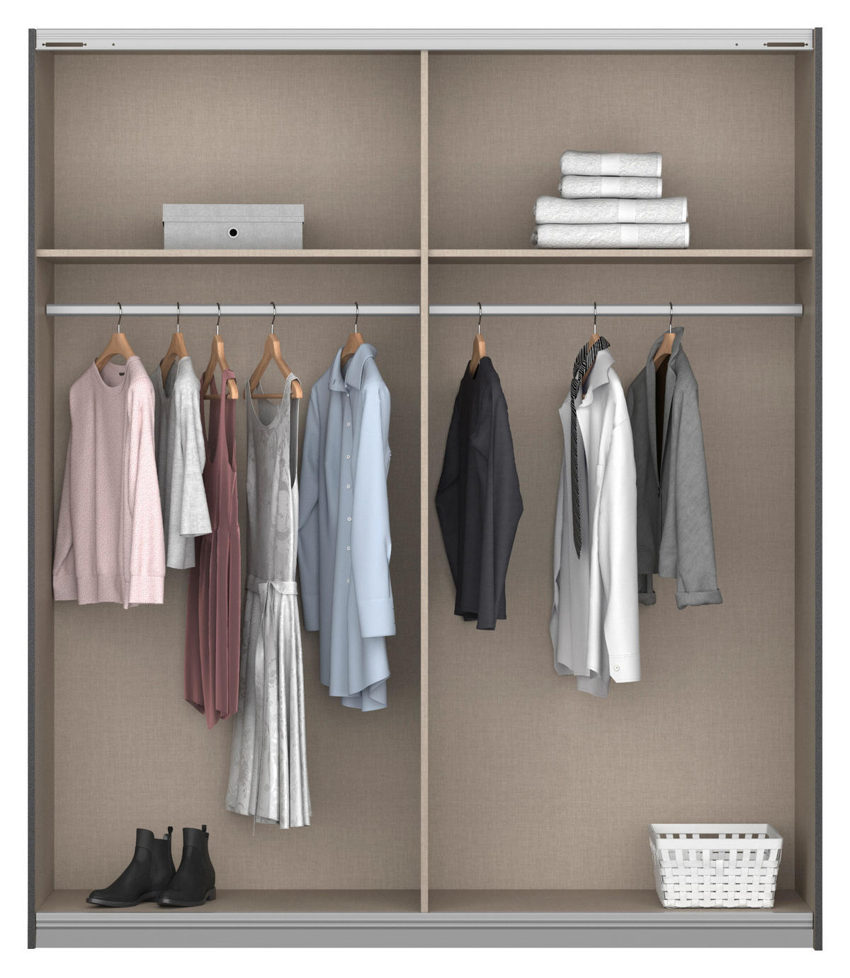 SCHWEBETÜRENSCHRANK in Eiche Artisan  - Alufarben/Eiche Artisan, Modern, Holzwerkstoff/Metall (181/197/61cm) - Rauch Möbel