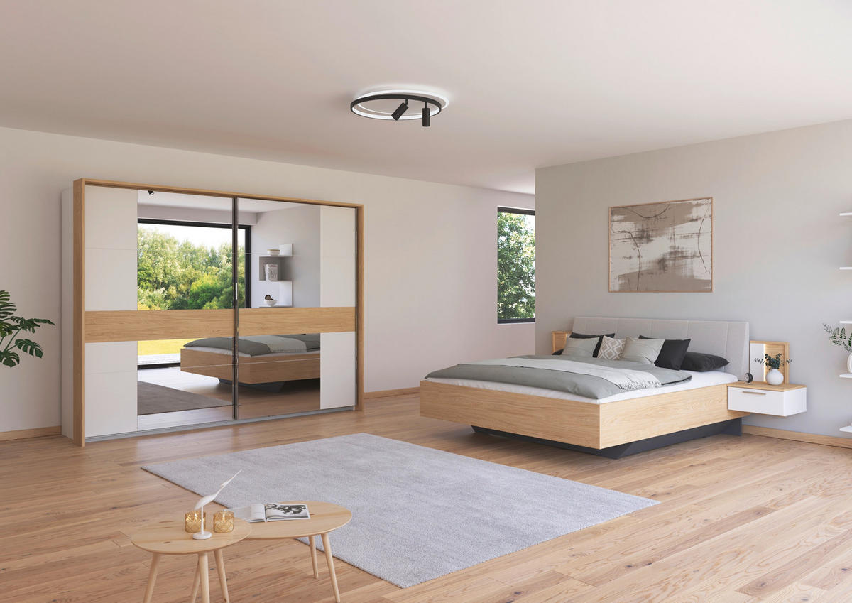 BETTANLAGE - Eichefarben/Weiß, KONVENTIONELL, Textil (180/200cm) - Rauch Möbel