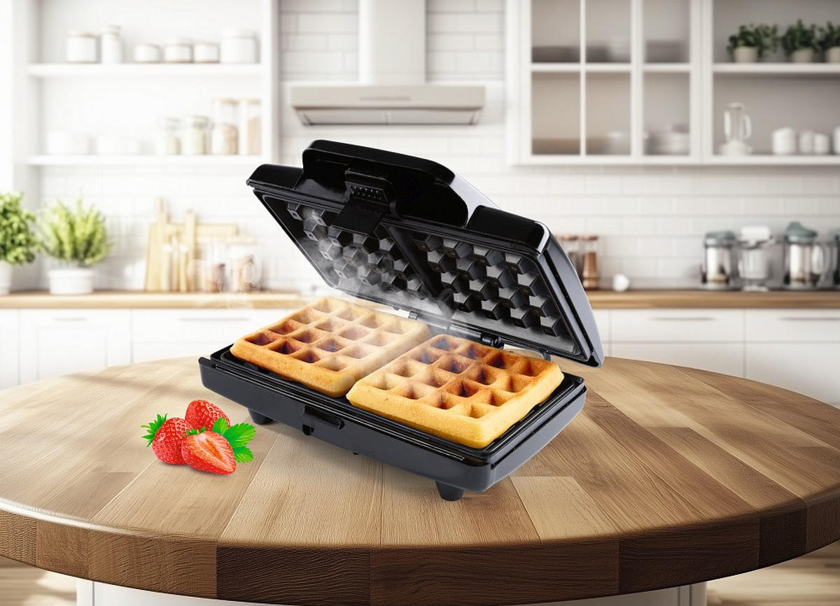 WAFFELEISEN GOURMETmaxx  - Schwarz, Basics, Kunststoff/Metall (22/17,8/8cm) - GOURMETMAXX