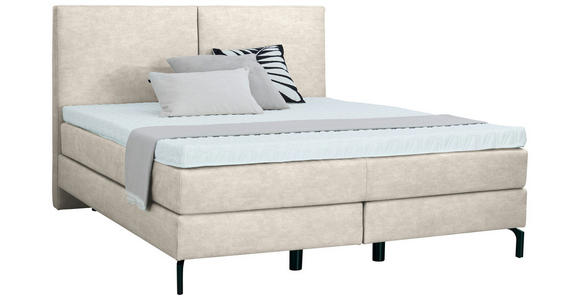 BOXSPRINGBETT 160/200 cm  in Creme  - Creme/Schwarz, KONVENTIONELL, Textil/Metall (160/200cm) - Dieter Knoll