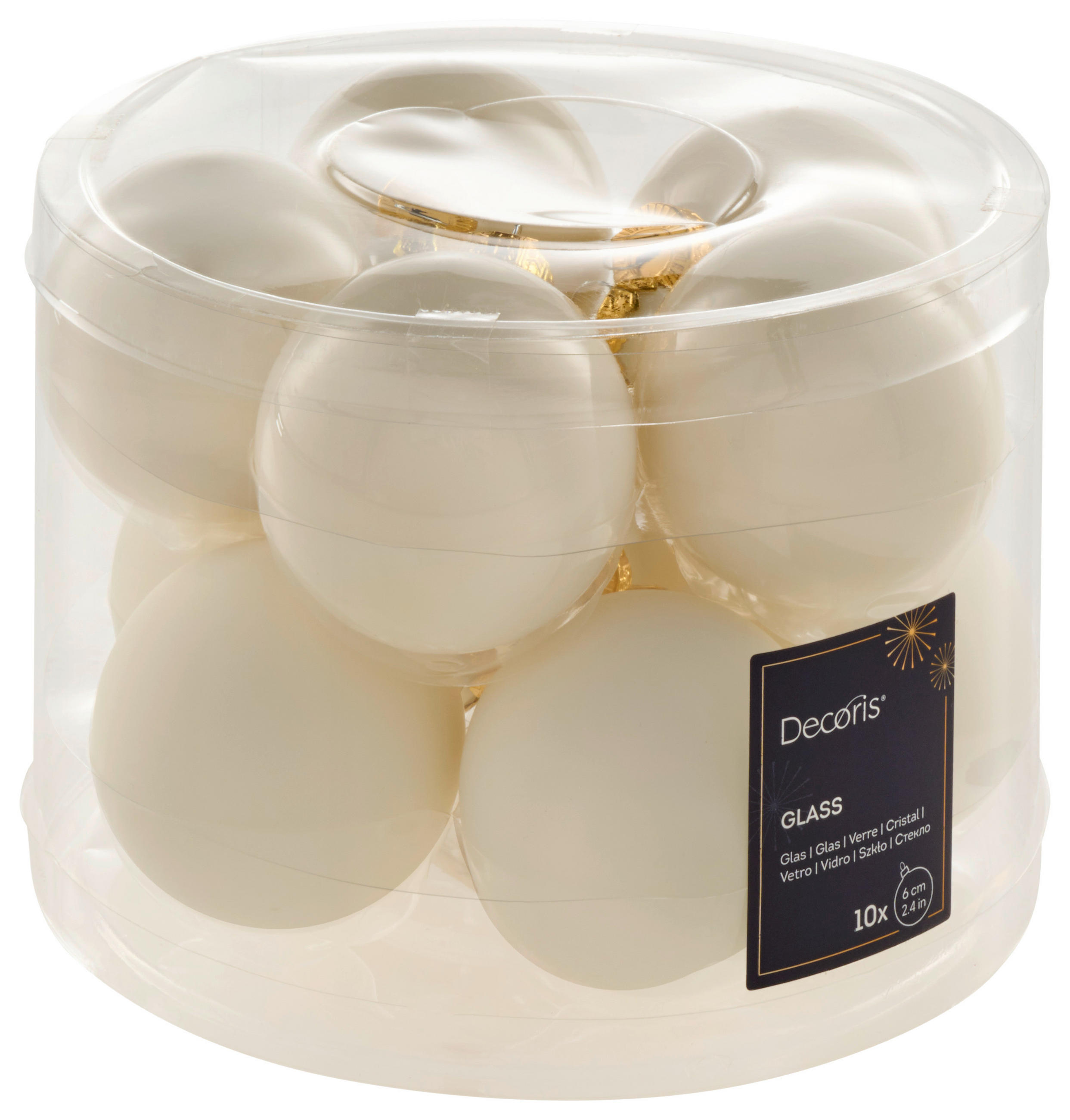 CHRISTBAUMKUGEL-SET 6 cm  - Weiß, KONVENTIONELL, Glas (6cm)