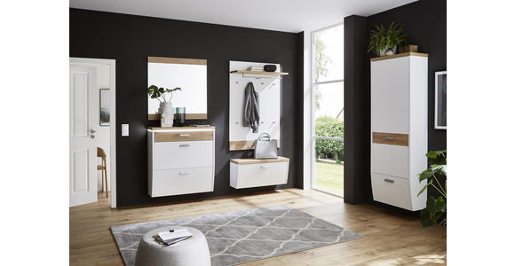 SCHUHSCHRANK 92/96/31 cm - Eichefarben/Silberfarben, Design, Holz/Holzwerkstoff (92/96/31cm) - Dieter Knoll