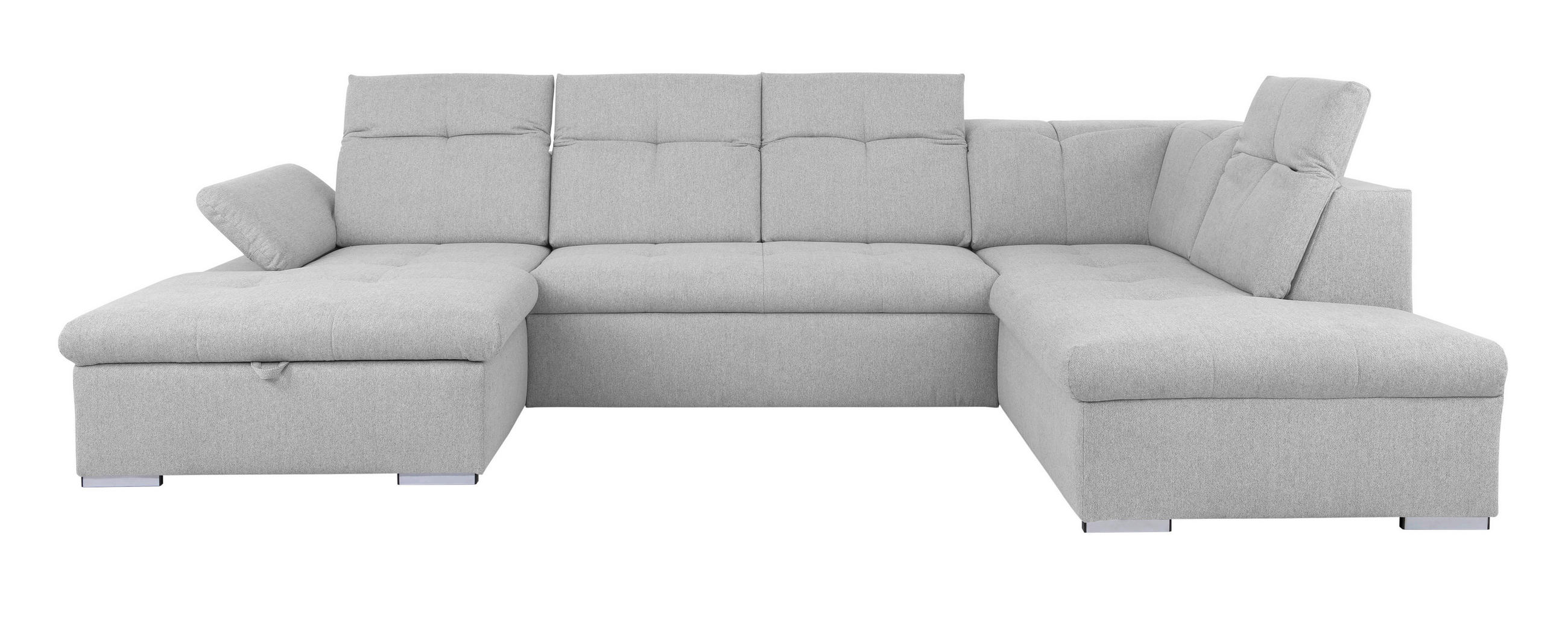 WOHNLANDSCHAFT Hellgrau  - Hellgrau/Grau, Design, Textil/Metall (173/328/215cm) - MID.YOU