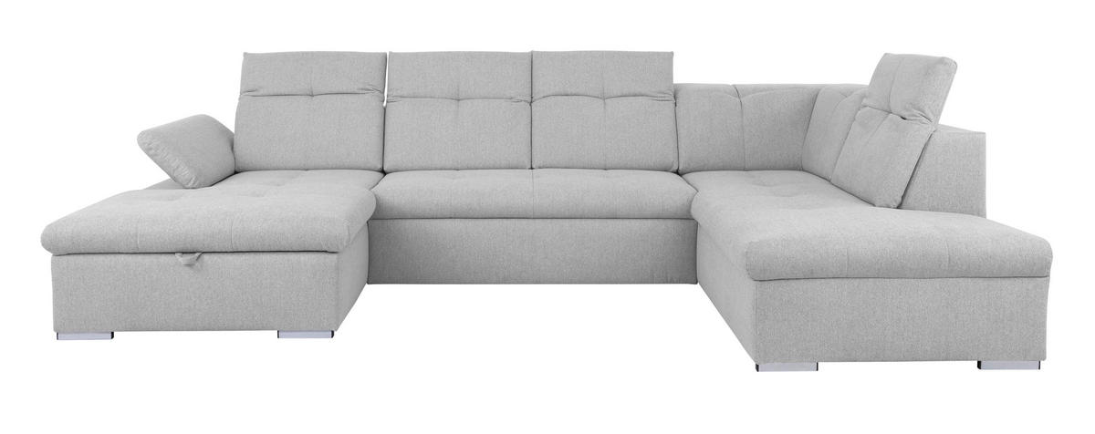 WOHNLANDSCHAFT Hellgrau  - Hellgrau/Grau, Design, Textil/Metall (173/328/215cm) - MID.YOU