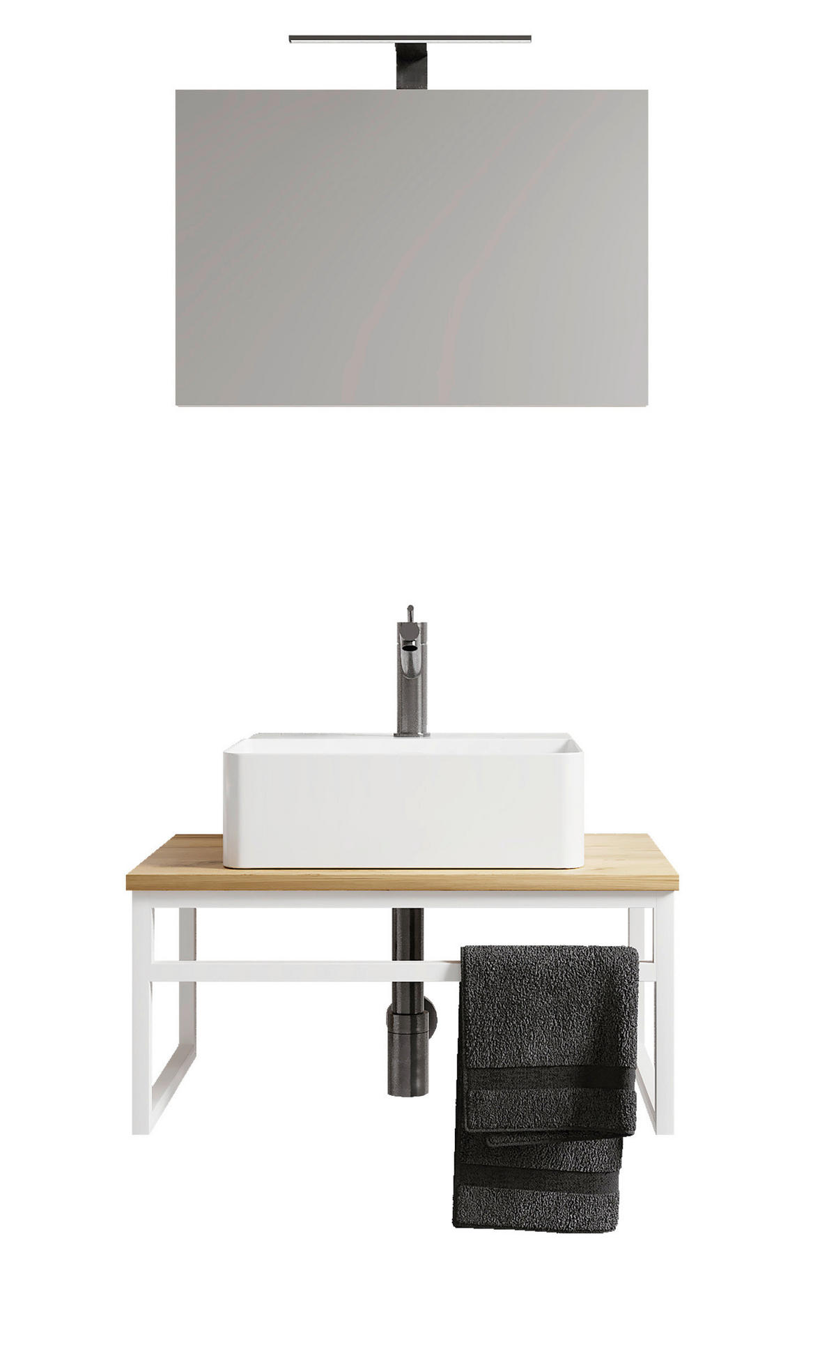 BADRUM 60 cm  - vit/honungsek, Modern, metall/trämaterial (60cm) - MID.YOU