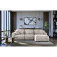 ECKSOFA Creme Chenille  inkl. Zierkissen, Rückenkissen, Nierenkissen, Bettkasten, Schlaffunktion, Rücken echt, Liegefläche im Originalstoff  - Creme/Grau, KONVENTIONELL, Kunststoff/Textil (293/205cm) - Carryhome
