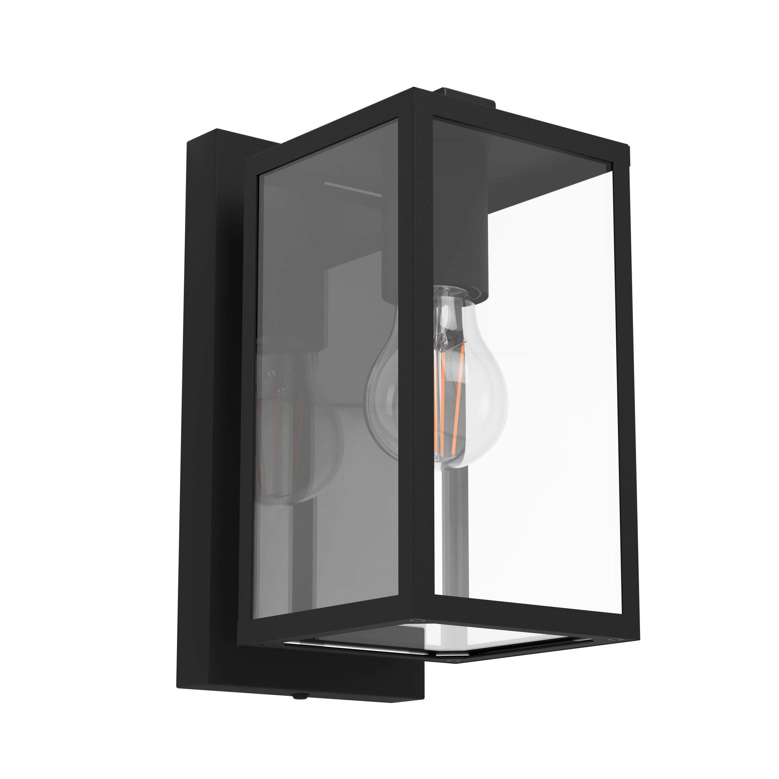 AUßENWANDLEUCHTE Budrone 16,5/12/27 cm   - Klar/Schwarz, KONVENTIONELL, Glas/Metall (16,5/12/27cm) - Eglo