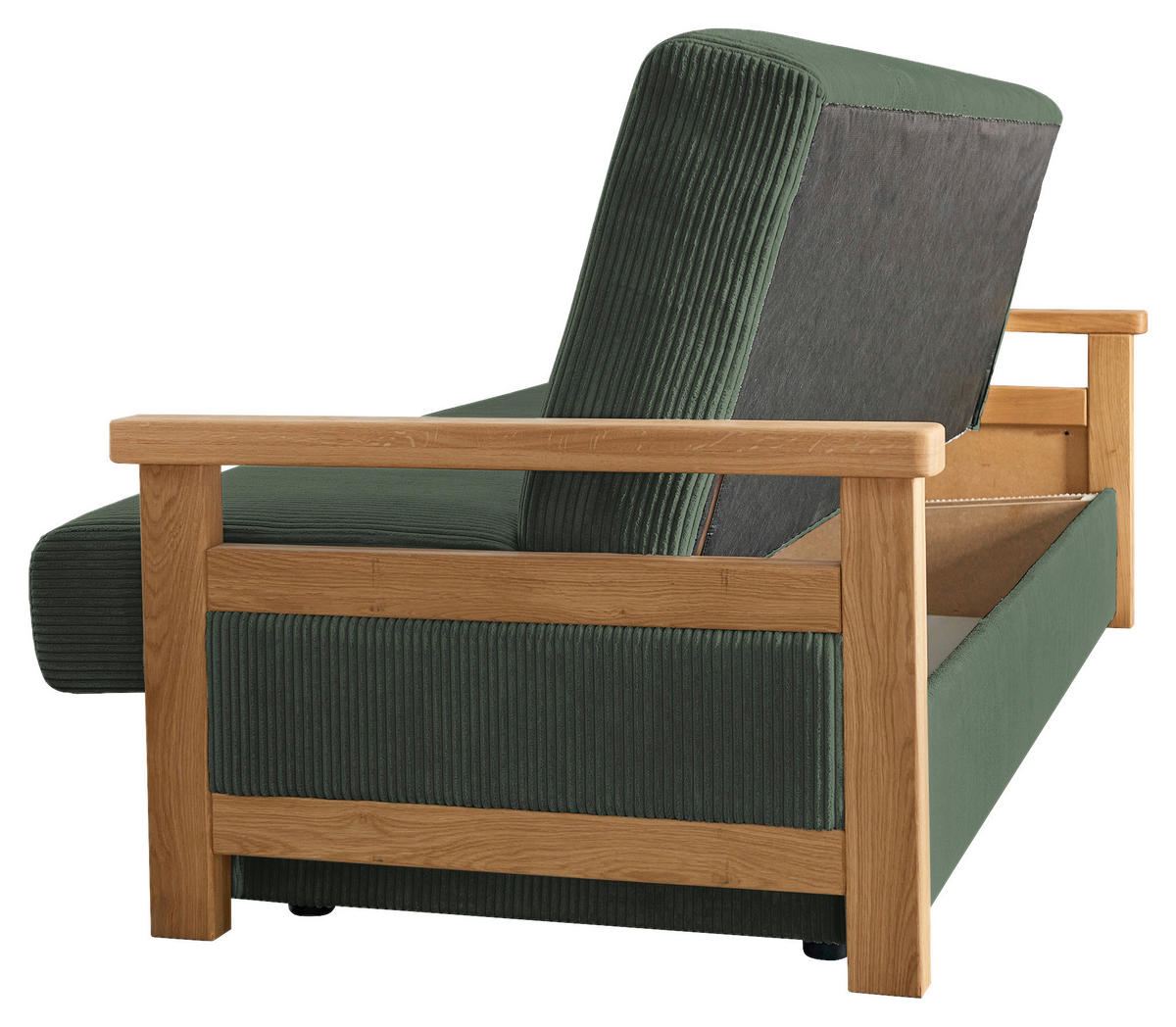 SCHLAFSOFA Webstoff Dunkelgrün  - Dunkelgrün/Naturfarben, Design, Holz/Textil (220/90/90cm) - P & B